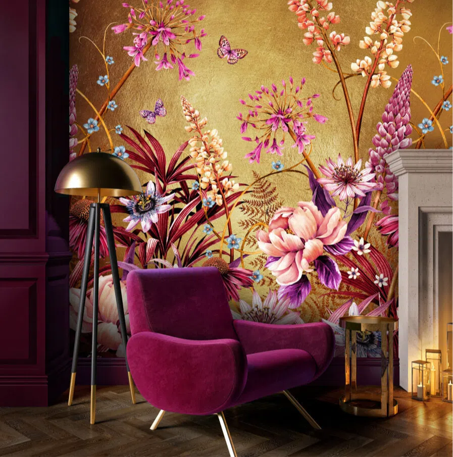 Avalana Blooms Of Midas Metallic Gold Wallpaper Mural - Image 3