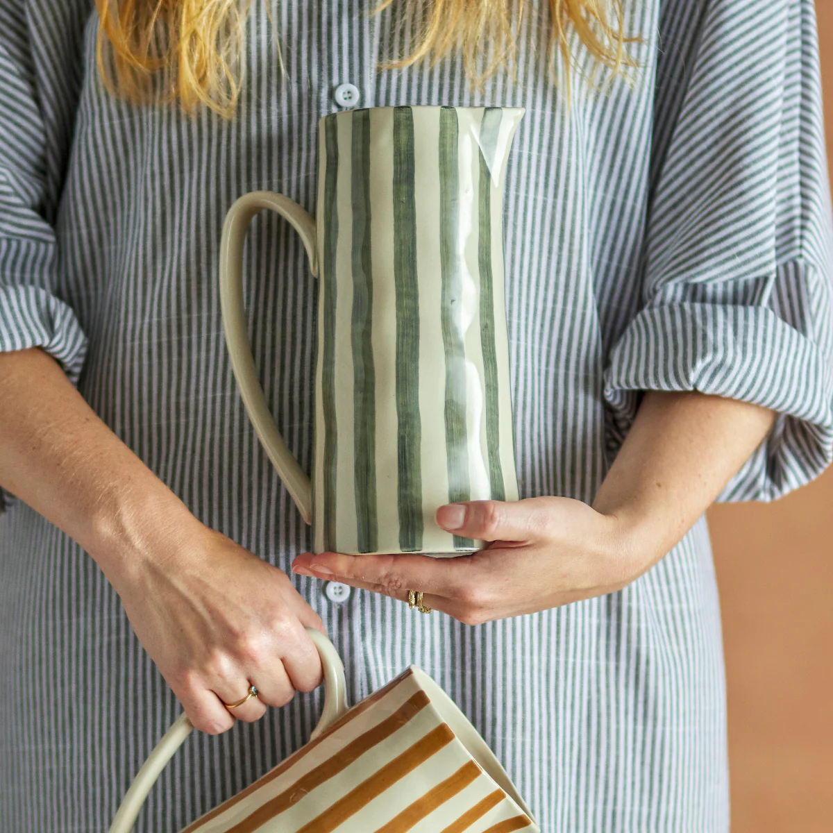 Bloomville Begonia Jug, Green, Stoneware - Image 4