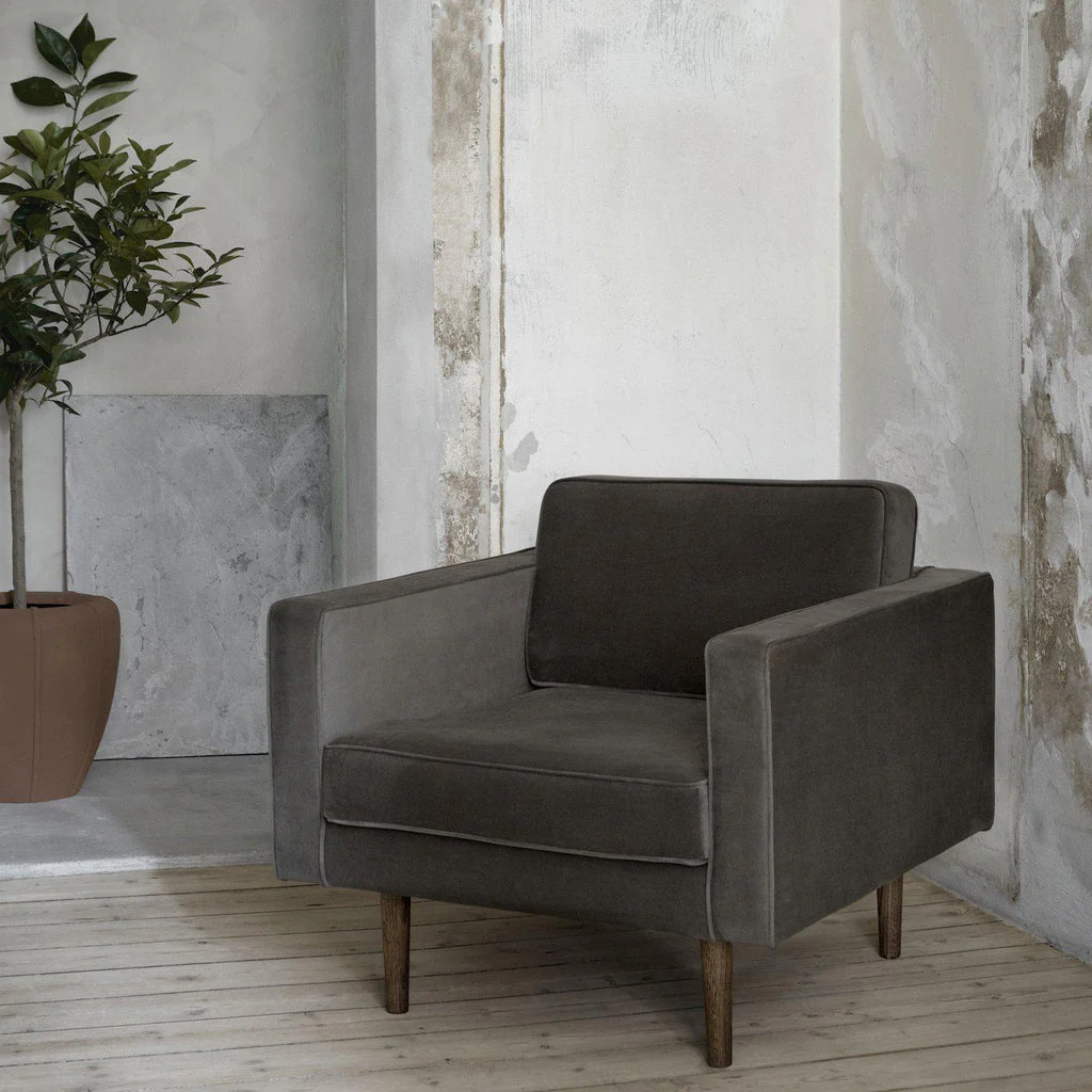 Broste Copenhagen Wind Velvet Armchair In Grape Leaf Green - Image 3