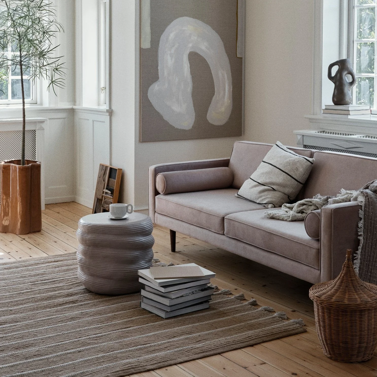 Broste Copenhagen Wind Velvet Armchair In Light Grey - Image 3