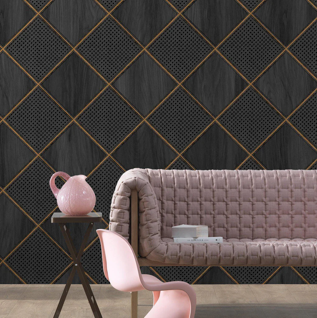 NLXL Cane Webbing and Wood Black Wallpaper - Image 3