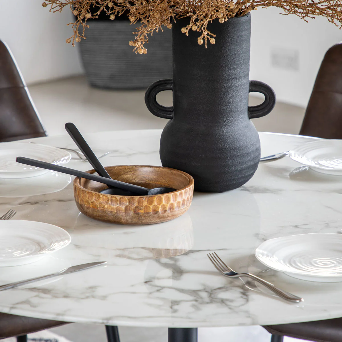 Gallery Direct Fielding Dining Table White Effect 1100x1100x750mm - Image 3