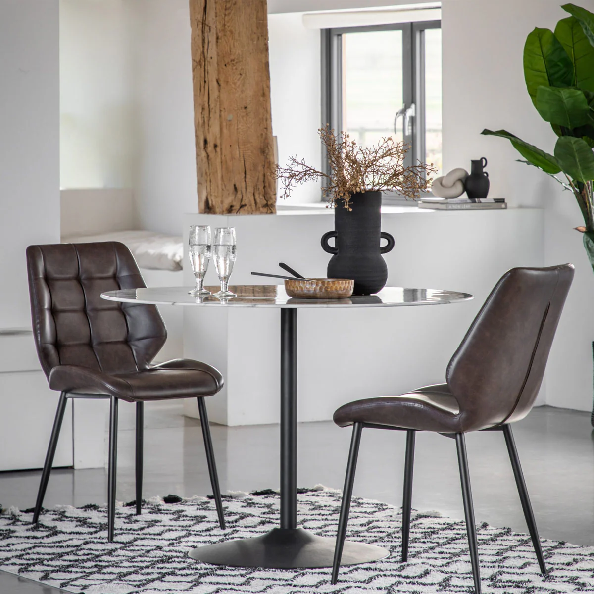 Gallery Direct Fielding Dining Table White Effect 1100x1100x750mm - Image 5