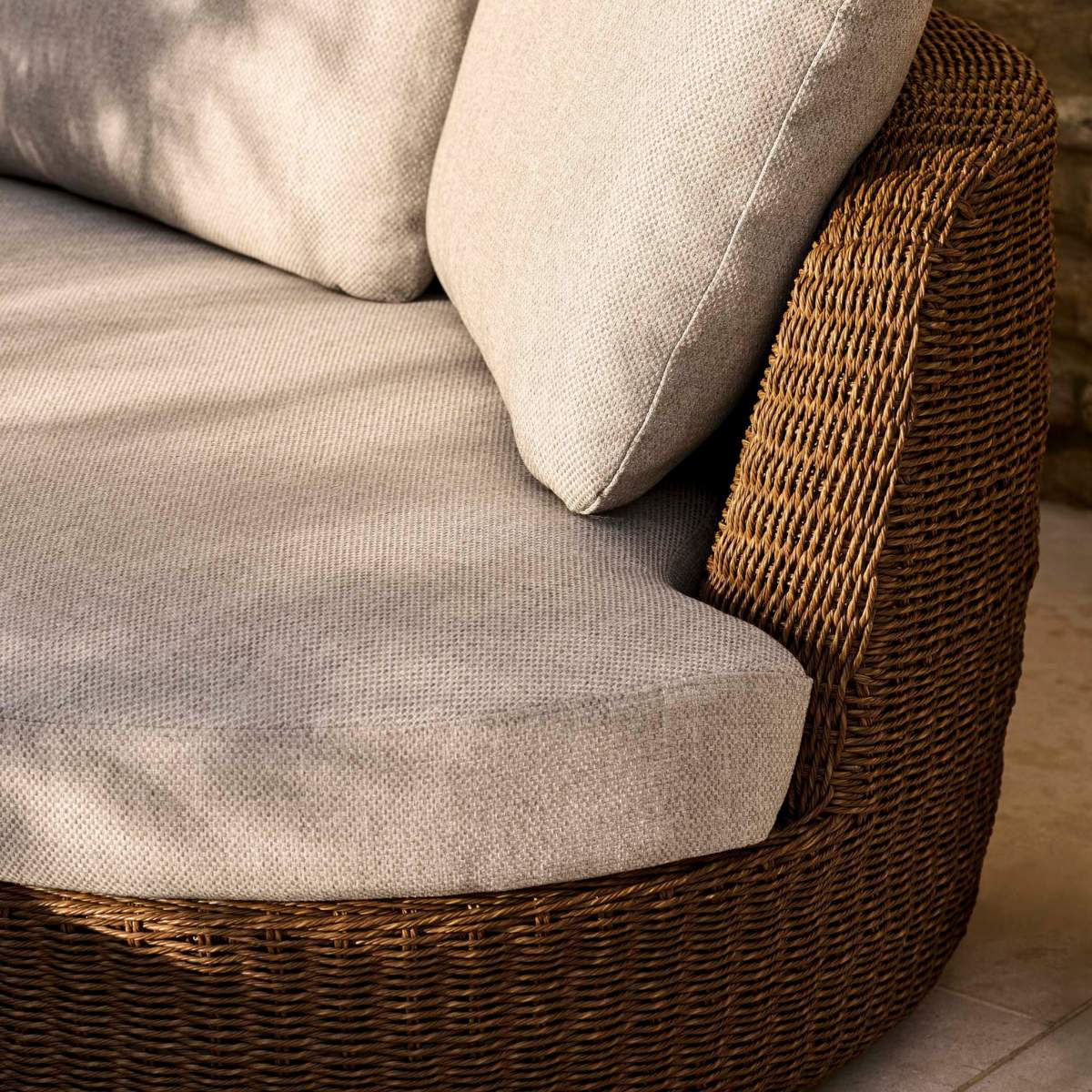 Garden Trading Hambridge Curved Corner Sofa Set Dark Natural - Image 3