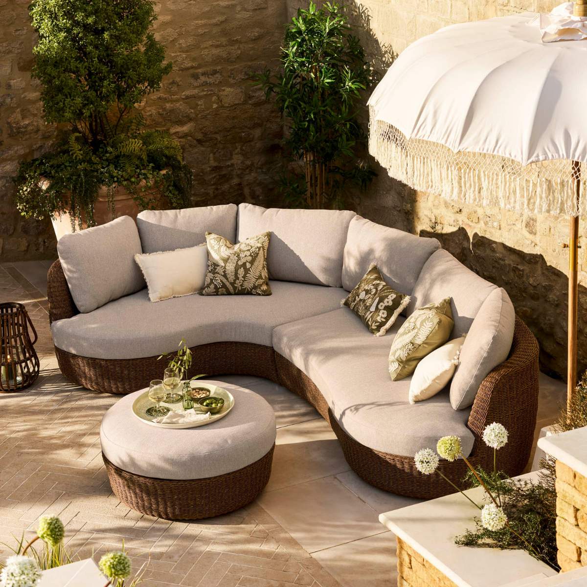 Garden Trading Hambridge Curved Corner Sofa Set Dark Natural - Image 6