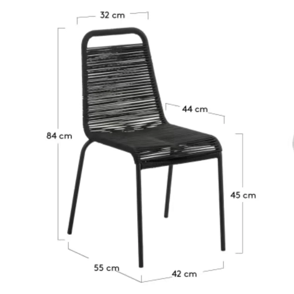 Kave Home Lambton Stackable Chair – Black Rope & Steel with Black Finish - Image 10