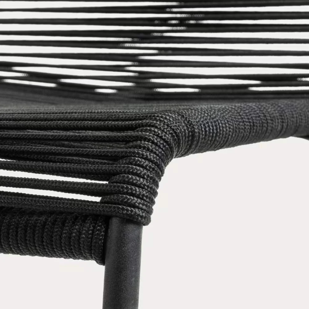 Kave Home Lambton Stackable Chair – Black Rope & Steel with Black Finish - Image 4