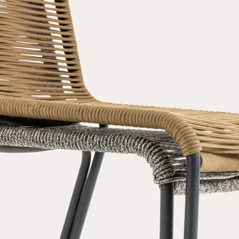 Kave Home Lambton Stackable Chair – Black Rope & Steel with Black Finish - Image 7