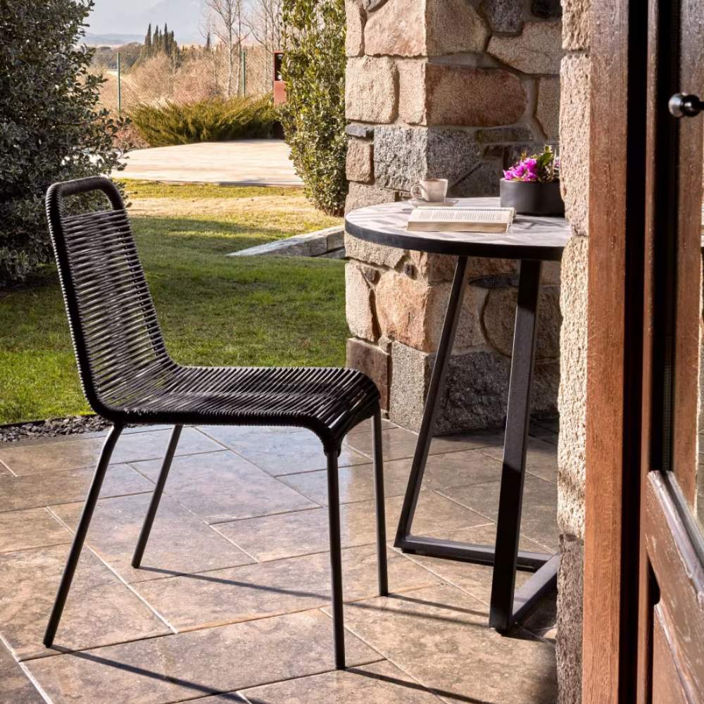 Kave Home Lambton Stackable Chair – Black Rope & Steel with Black Finish - Image 8