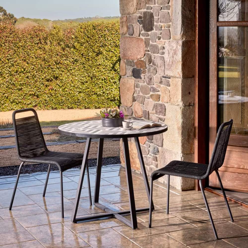 Kave Home Lambton Stackable Chair – Black Rope & Steel with Black Finish - Image 9