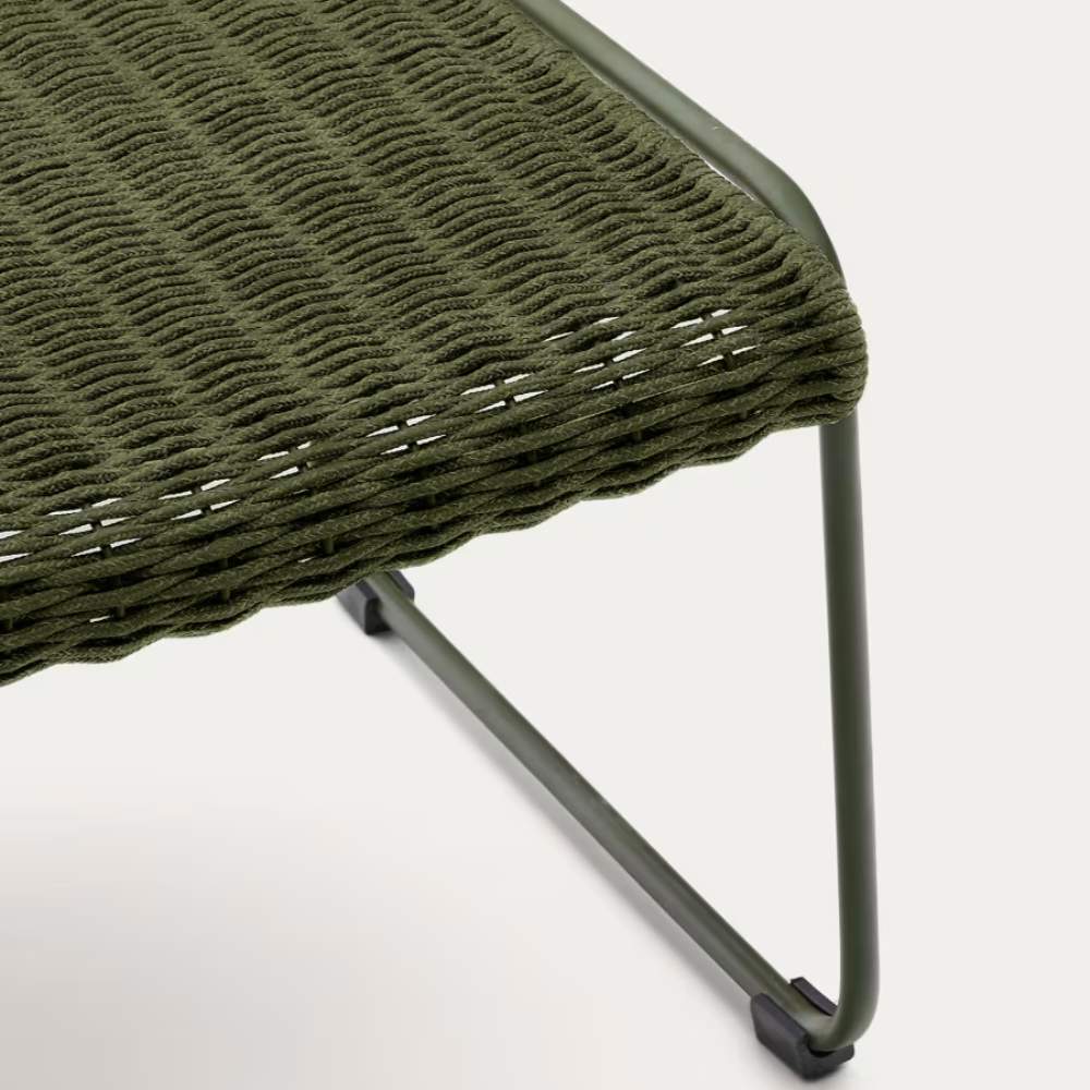 Kave Home Maurina Footrest – Green Galvanised Steel & Rope Cord, 58 x 52.5 cm - Image 3