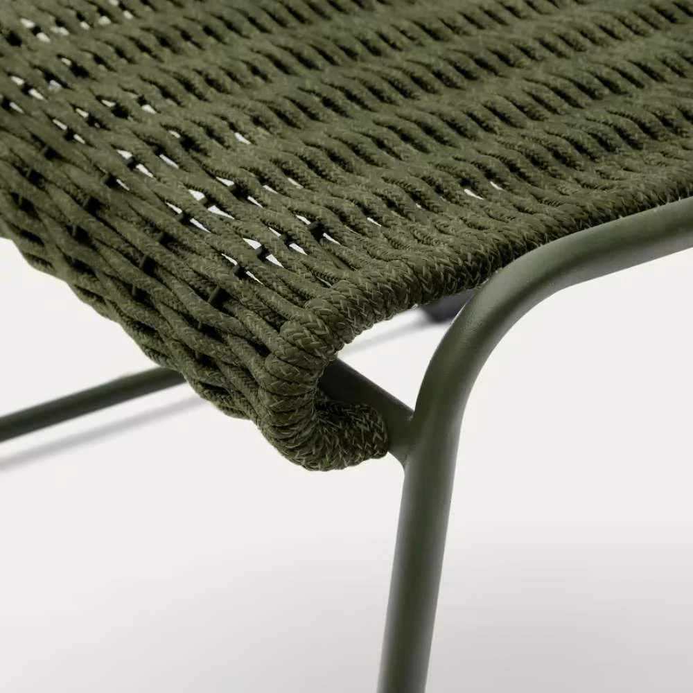 Kave Home Maurina Footrest – Green Galvanised Steel & Rope Cord, 58 x 52.5 cm - Image 4