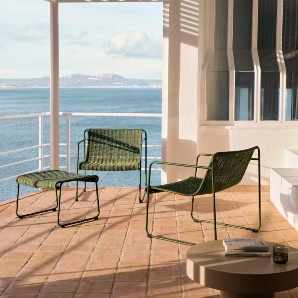 Kave Home Maurina Footrest – Green Galvanised Steel & Rope Cord, 58 x 52.5 cm - Image 5