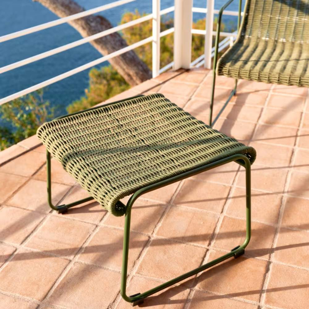 Kave Home Maurina Footrest – Green Galvanised Steel & Rope Cord, 58 x 52.5 cm - Image 6
