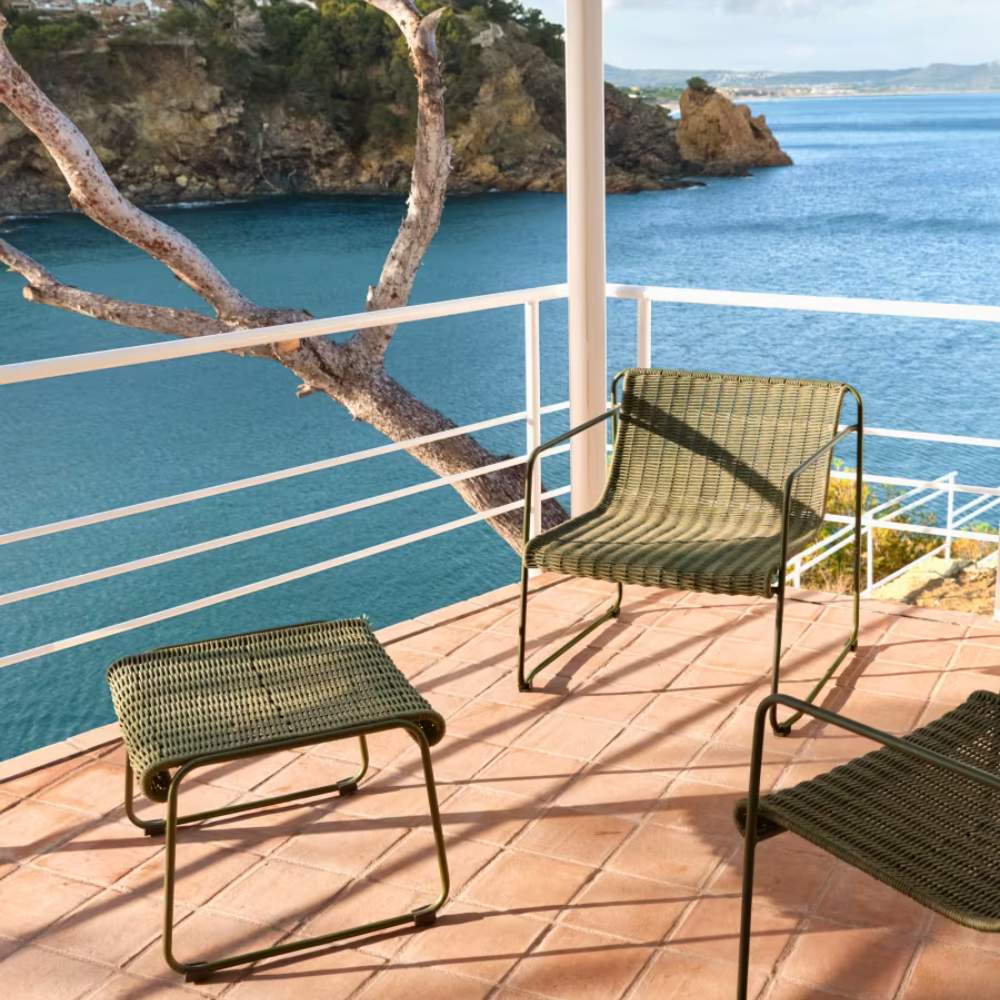 Kave Home Maurina Footrest – Green Galvanised Steel & Rope Cord, 58 x 52.5 cm - Image 7