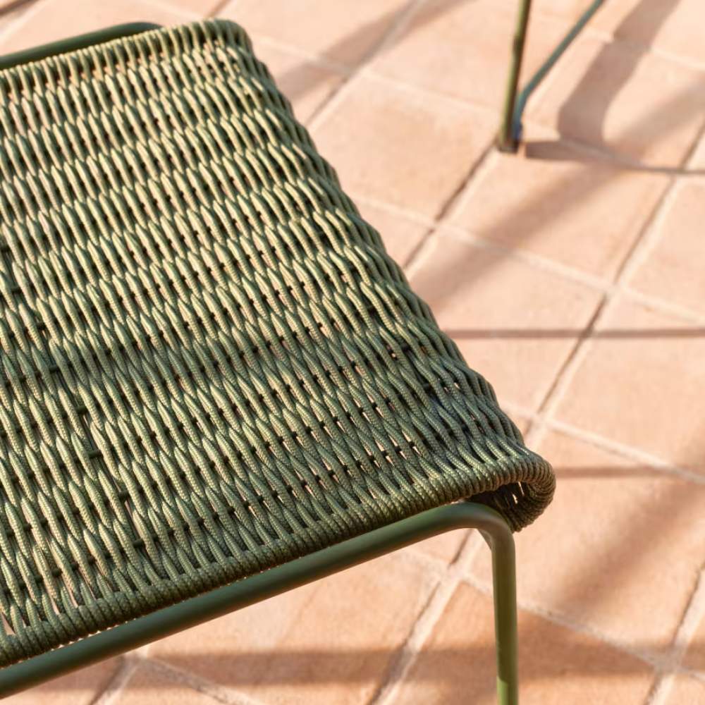 Kave Home Maurina Footrest – Green Galvanised Steel & Rope Cord, 58 x 52.5 cm - Image 8