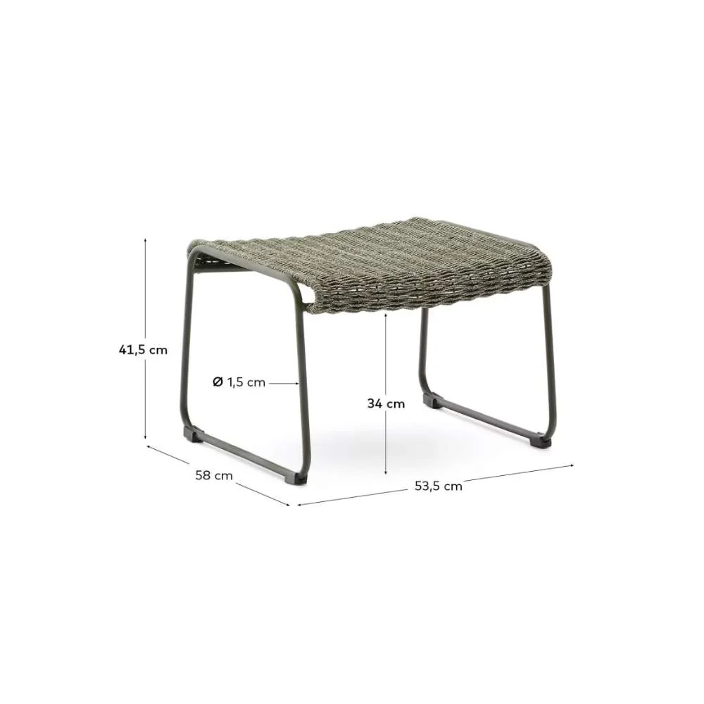 Kave Home Maurina Footrest – Green Galvanised Steel & Rope Cord, 58 x 52.5 cm - Image 9