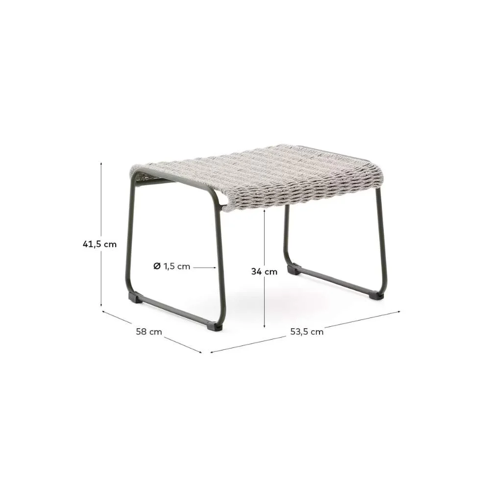 Kave Home Maurina Footrest – Green Galvanised Steel with Ecru and Grey Rope Cord, 58 x 52.5 cm - Image 11