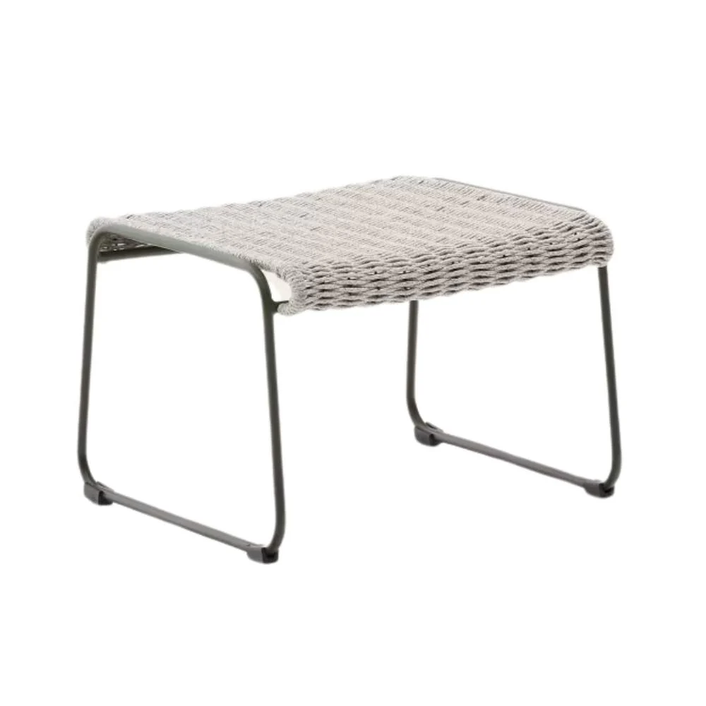 Kave Home Maurina Footrest – Green Galvanised Steel with Ecru and Grey Rope Cord, 58 x 52.5 cm - Image 3