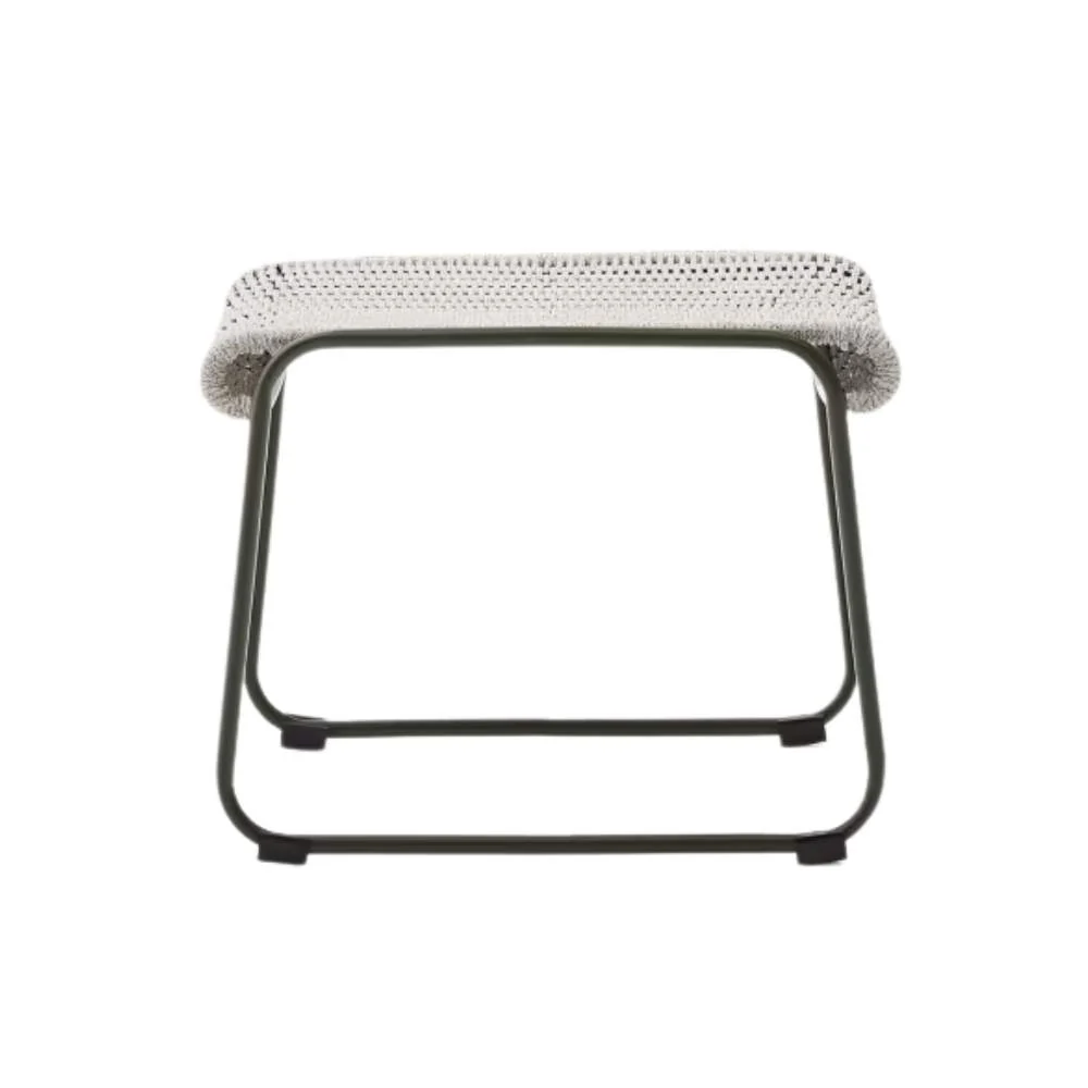 Kave Home Maurina Footrest – Green Galvanised Steel with Ecru and Grey Rope Cord, 58 x 52.5 cm - Image 4