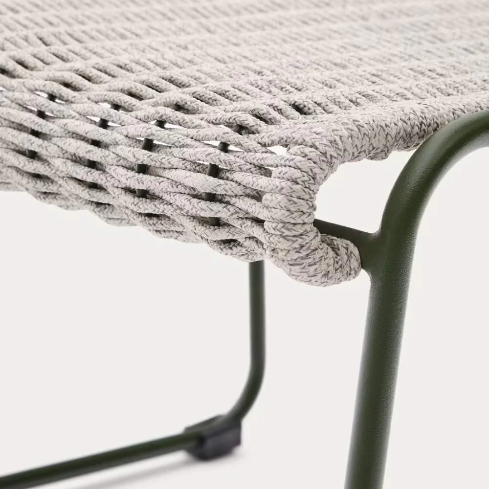 Kave Home Maurina Footrest – Green Galvanised Steel with Ecru and Grey Rope Cord, 58 x 52.5 cm - Image 6