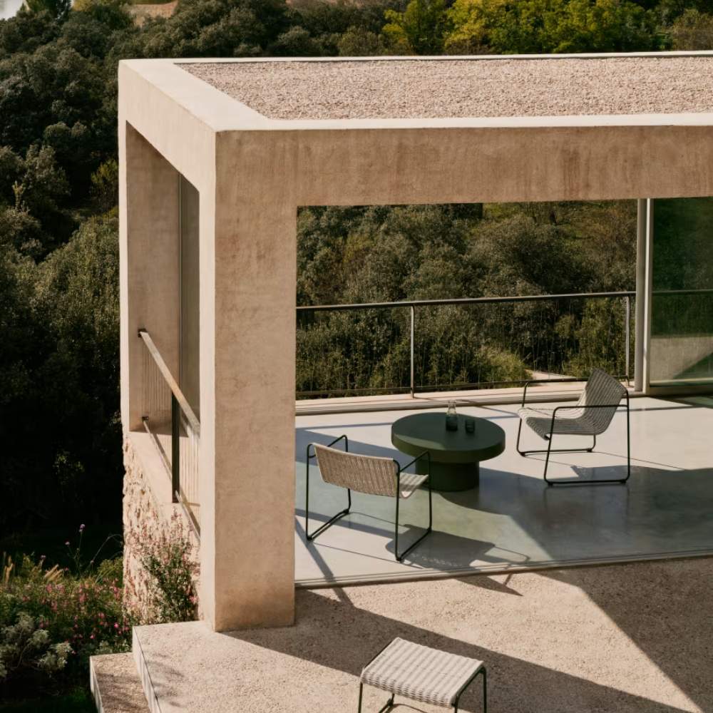 Kave Home Maurina Footrest – Green Galvanised Steel with Ecru and Grey Rope Cord, 58 x 52.5 cm - Image 9