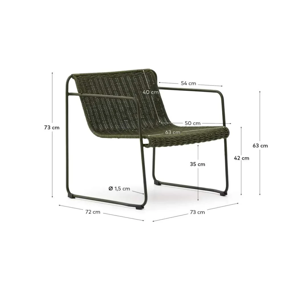Kave Home Maurina Stackable Armchair in Green Galvanised Steel and Green Rope Cord - Image 11