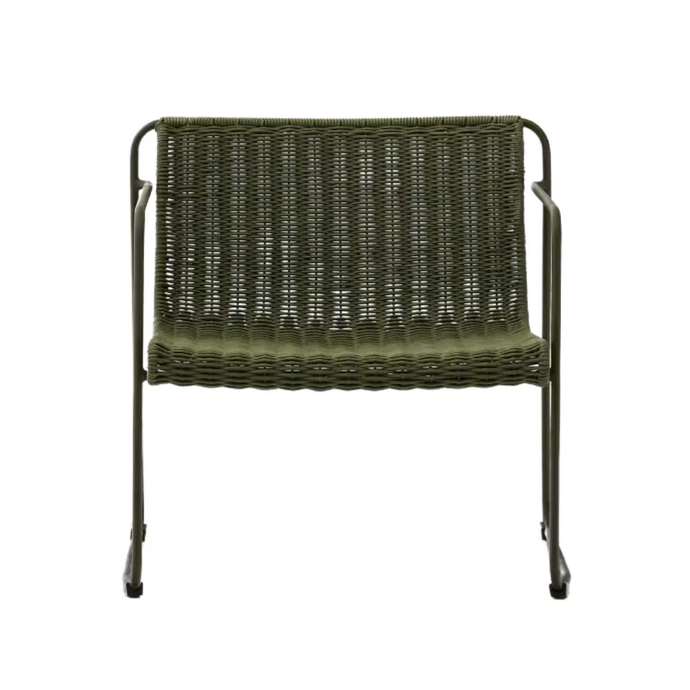Kave Home Maurina Stackable Armchair in Green Galvanised Steel and Green Rope Cord - Image 3