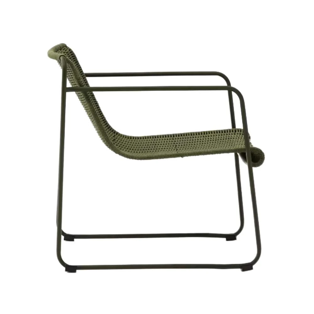 Kave Home Maurina Stackable Armchair in Green Galvanised Steel and Green Rope Cord - Image 4