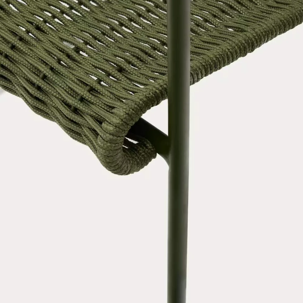 Kave Home Maurina Stackable Armchair in Green Galvanised Steel and Green Rope Cord - Image 6
