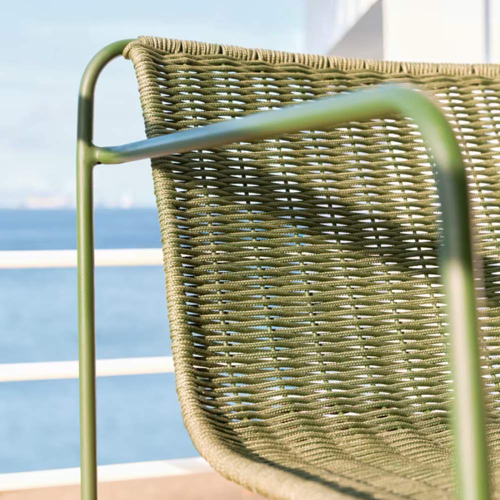 Kave Home Maurina Stackable Armchair in Green Galvanised Steel and Green Rope Cord - Image 8