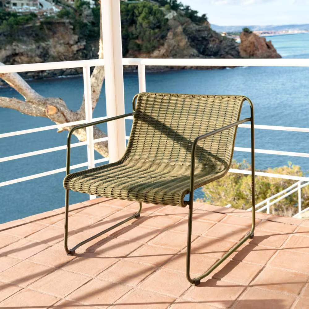 Kave Home Maurina Stackable Armchair in Green Galvanised Steel and Green Rope Cord - Image 9