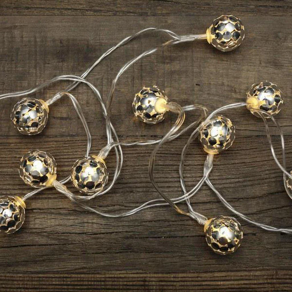 Kikkerland Silver Globe Rope Chain Lights - Nickel - Image 3
