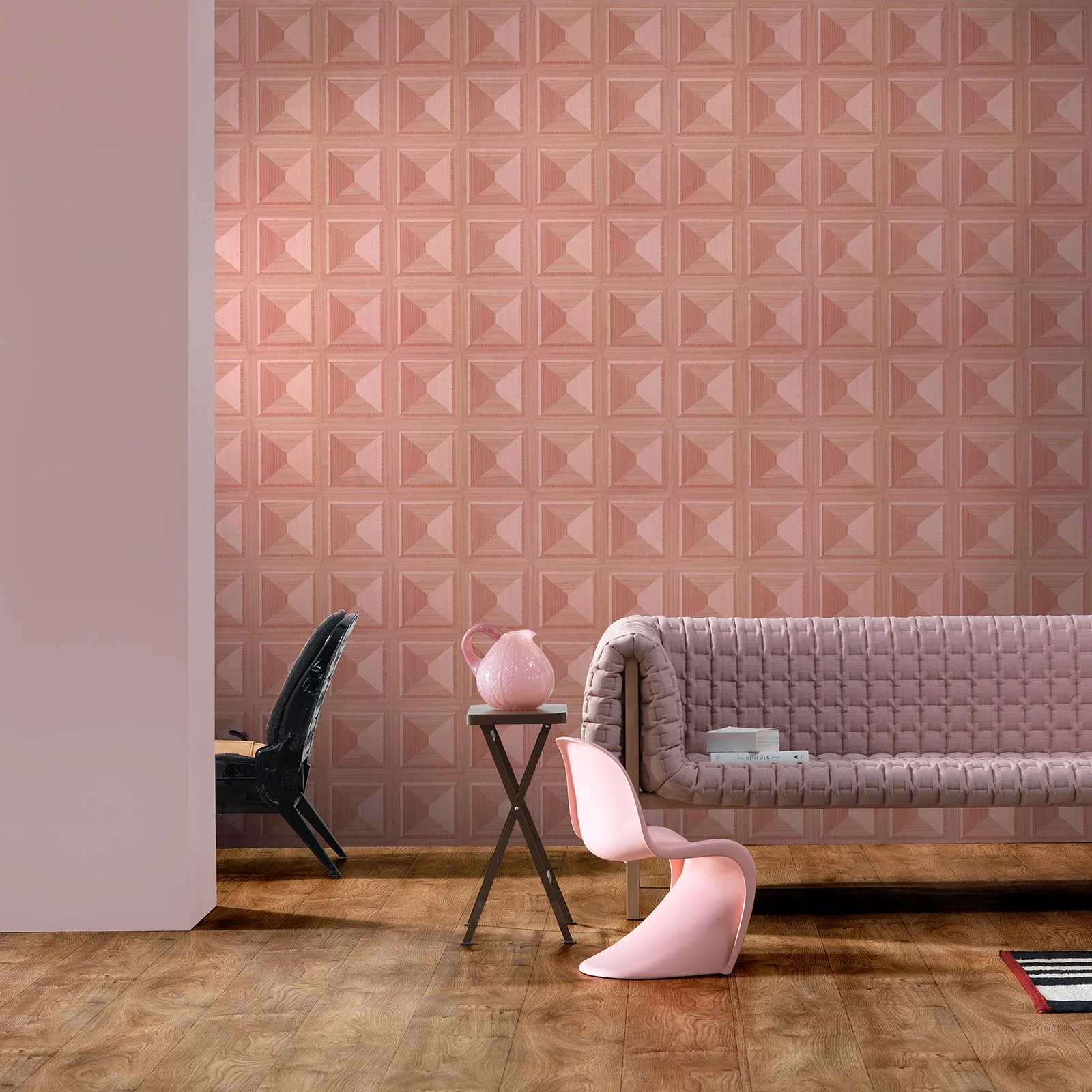 NLXL Marquetry Blush Pink Wallpaper - Image 3