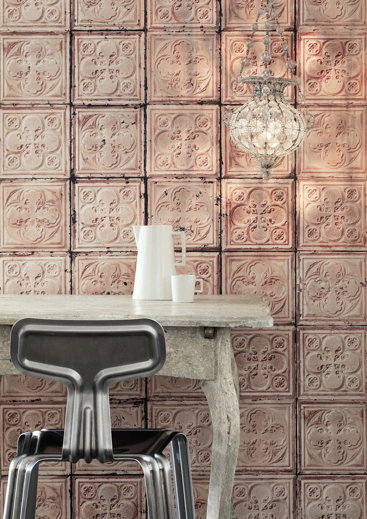 NLXL Brooklyn Tin Tiles Pink Wallpaper TIN-06 - Image 5