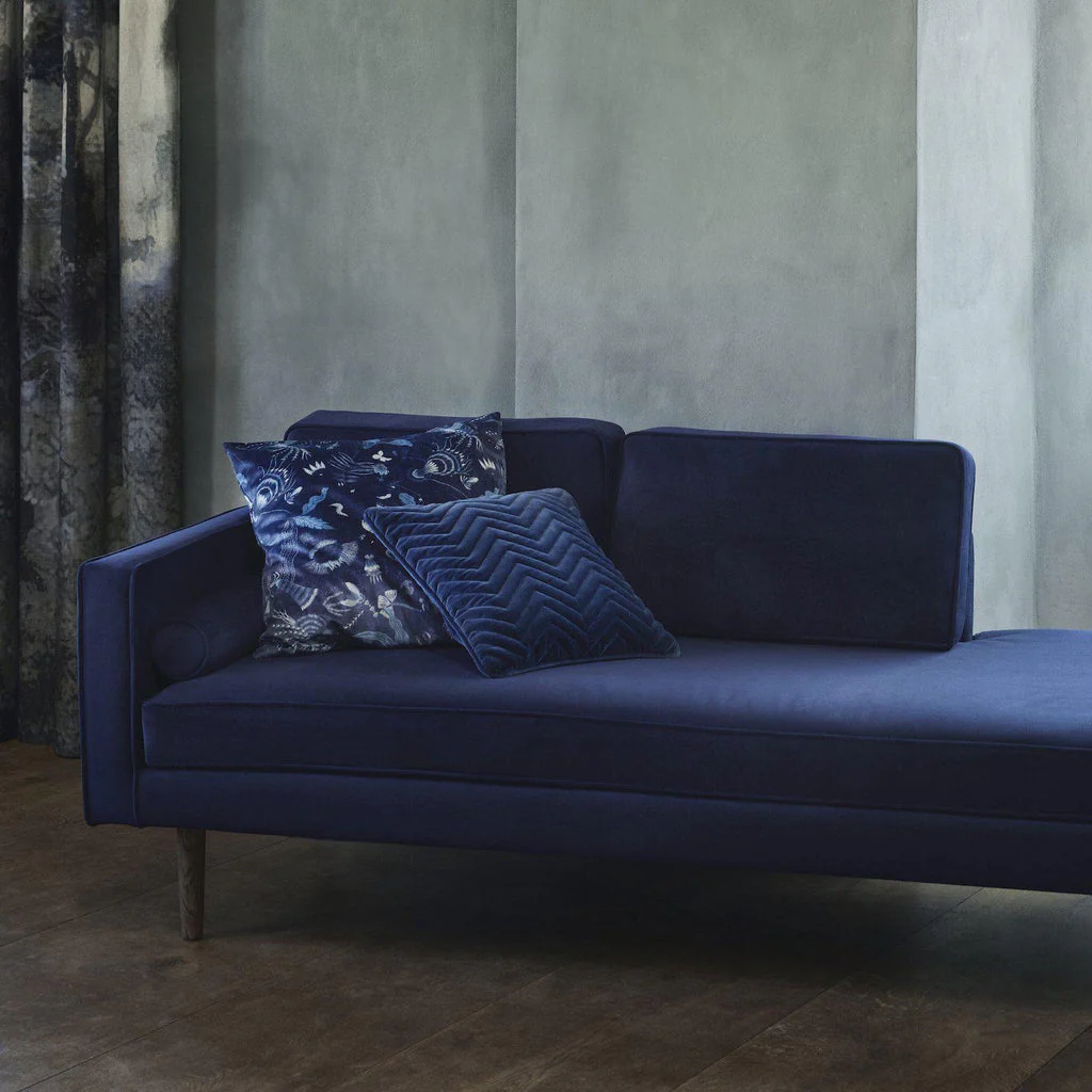 Broste Copenhagen Wind Velvet Chaise Longue Insignia Blue - Left Sided - Image 3